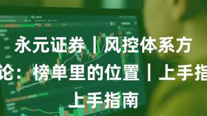 永元证券｜风控体系方法论：榜单里的位置｜上手指南